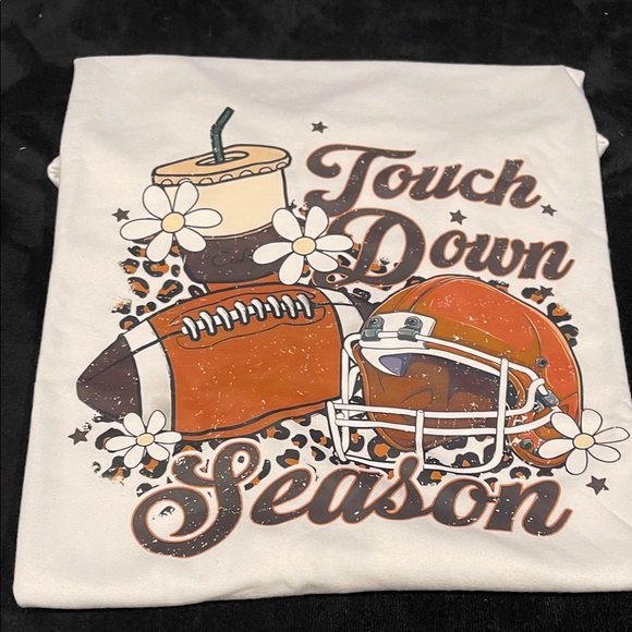 don’t know Tops - Touch Down Season Graphic Tee - White and Brown